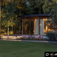 A shot of the outdoor gym pavilion from the Elle Decor India feature on our Vasant Kunj farmhouse project. The article praised the project as a pioneering example of sustainable residential architecture.