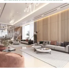 We designed this expansive living area to achieve spatial harmony. The open layout, defined by clean lines, wood-paneled walls, and custom lighting, creates distinct zones for gathering and reflection while maintaining a feeling of boundless comfort.