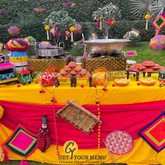 A glimpse of our vibrant live Ghewar counter. We bring the authentic flavours and colourful traditions of Rajasthan to your event, creating a dessert experience that is a feast for the eyes and the palate.
