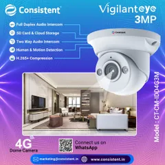 We offer this 3MP 4G CCTV Color Dome Camera for discreet surveillance in areas without wired internet. It features full duplex audio, human and motion detection, and can be monitored on our mobile app, providing security anywhere you have cellular coverage.
