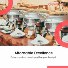 I believe in affordable excellence. This image of classic steel chafing dishes ready for service underscores my commitment to providing premium, professional-grade catering that fits within your budget.