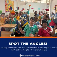 Spot the angles. As they folded their fans, students identified various angles, including acute, right, obtuse, and straight, making geometry tangible and fun.