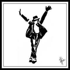 A silhouette of Michael Jackson in one of his iconic dance poses. This piece is a tribute to the King of Pop, celebrating the energy and magic he brought to the world. A star can never die.