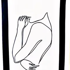 An abstract female form drawn with one continuous line. This style of faceless portraiture focuses on posture and emotion, making it a sophisticated choice for a contemporary interior design.