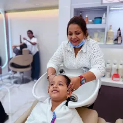 Even the hair wash is a fun experience for our little clients. We take extra care to make them feel comfortable and happy.