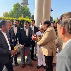 Members of the Nuh Bar Association, including the President and ex-President, presenting bouquets to the visiting Inspection Judge. I was honored to be part of this formal welcome.