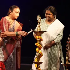 The auspicious lamp lighting ceremony at our Sadhana Classical Dance Festival. We begin every event by seeking blessings for our performers.