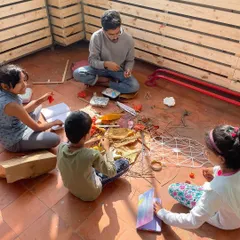 A glimpse into our "Sustainable Marketplaces" project. Here, children use natural and found materials to brainstorm and create models for a redesigned, eco-friendly community market.