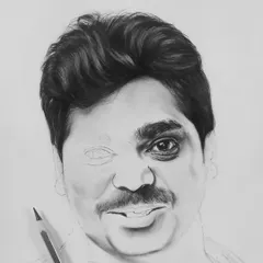Another stage of the Zakir Khan portrait. Here, the focus is on rendering the eye and the surrounding area with hyper-realistic detail, which requires careful layering of graphite.