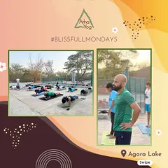 A glimpse into our blissful lakeside yoga session at Agara Lake. Practicing outdoors with the morning sun and serene water is a perfect way to start the week.