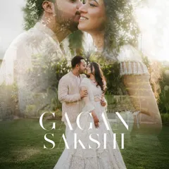 A creative double-exposure portrait for a Roka ceremony. This artistic style blends intimate moments with a formal portrait, creating a unique and memorable announcement photo.