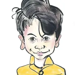 The final digital caricature, printed out. It's a fun and modern style of portraiture that I love to create.
