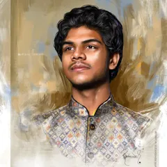 A birthday portrait created for my brother. I focused on capturing a look of quiet confidence, using a classic painterly style with a textured background to give the piece a timeless, canvas-like feel.