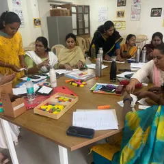 A group of dedicated teachers deeply engaged in an activity from my Math from Scratch program. These professional development sessions are designed to be collaborative and inspiring, empowering educators with new strategies.
