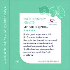 This review from Siddhi highlights my core philosophy: I only recommend what is necessary. I believe in honest advice tailored to your specific skin and hair problems, never unnecessary procedures.