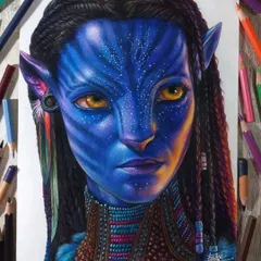 This stunning "Avatar" portrait by artist @fame_art_ is a fantastic example of what's possible with color pencils. The vibrant blues and intricate details show the level of realism you can aspire to create.