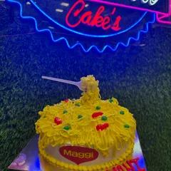 Yes, that's a cake! This Maggi-themed cake was a super fun and quirky project. I used frosting to create the "noodles" and even added a fondant Maggi logo, making it a perfect cake for a true Maggi lover.