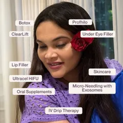 People often ask for my skincare secrets. The truth is, it's a combination of consistent daily care and advanced treatments. My personal regimen includes Botox, Profhilo, ClearLift, fillers, HIFU, microneedling with Exosomes, IV drip therapy, and oral supplements to maintain skin health from the inside out.