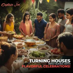 I specialize in turning houses into homes with flavorful celebrations. This image of a family enjoying a meal together captures the warm, inviting atmosphere I help create for your housewarming ceremony.