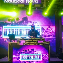 A full view of my stage setup for the 'Nautical Nova' college fest. The visuals and lighting were insane.