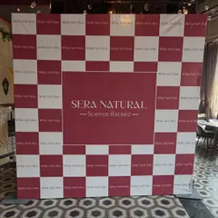A successful brand launch needs a strong visual identity. For Sera Natural, I designed this clean and impactful checkerboard photo backdrop. It prominently features the brand's logo, creating a professional and highly shareable background for influencers and guests at the launch event.