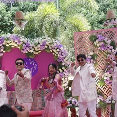 A fun, choreographed dance moment at Rahil and Neha's Haldi ceremony. I love joining in with the family and making the event feel like one big, happy dance party.