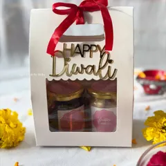 A closer look at my '2 Jar Hamper Box' for Diwali, presented in a beautiful carry-bag. This one is perfect for corporate gifting or as a thoughtful festive present.