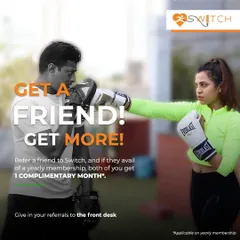 Get a friend, get more. Refer a friend for a yearly membership, and you both get one complimentary month. It's a win-win.