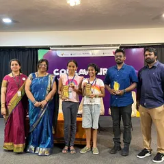 The winning team and their mentors on stage at the Codeavour 6.0 competition. This group photo captures the collaborative spirit and shared success of our ROBO-G team.