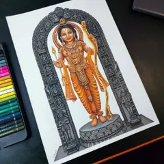 It took me over 55 hours of dedicated work to complete this hyper-realistic colour pencil sketch of Shree Ram Lalla. Capturing the divine details was a spiritual journey for me, using a full set of 72 Brustro colour pencils.