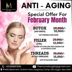 Take advantage of our special offer on anti-aging treatments. This pricing list shows our discounted rates for Botox (100 units), Filler (1 ml), and Threads (8 COG threads) to help you achieve your beauty goals.