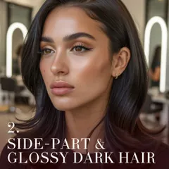 The clean girl aesthetic gets an upgrade with a deep side part and glossy dark hair. This style is chic, polished, and sophisticated, proving that sometimes the simplest look makes the biggest statement.