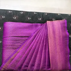 This is the final result of my pre-pleating service on a beautiful purple silk saree. I make sure every pleat is perfectly set and ironed, giving you a crisp and neat look.