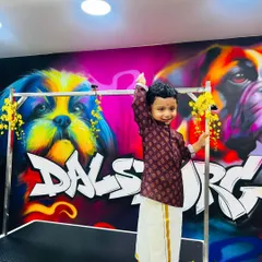 Celebrating Vishu with the family is a special tradition. I was so happy to have this little one join the photoshoot at my parlour, dressed in his traditional mundu, to make the festival even more memorable.