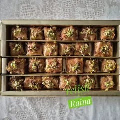 A full box of freshly made Baklava. I carefully arrange each piece to create a beautiful presentation, making it an ideal sweet for special occasions and festivals.