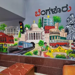 A detailed angle of the Bengaluru collage, showing the mix of landmarks, transportation, and local life we included.