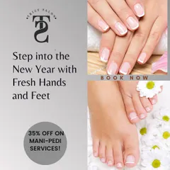 An advertisement for my manicure and pedicure services. I offer treatments like the classic French manicure for both hands and feet, ensuring you leave feeling polished and refreshed from fingers to toes.