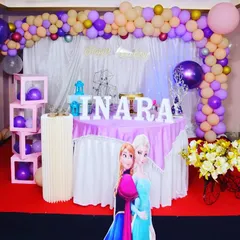 For Inaya's birthday, I handled all the logistics, including arranging tents, tables, chairs, a stage with a red carpet, catering, sound system, a ball pool, and multiple artists for entertainment.