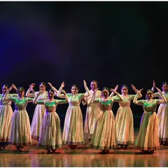 The beauty of Kathak lies in its grace and perfect synchronization. Here, our Abhinava Dance Company dancers showcase the unity and discipline that is the foundation of our group choreographies, creating a visual poetry of movement.