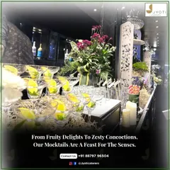From fruity delights to zesty concoctions, our mocktails are a feast for the senses. This bar setup is ready to serve a variety of delicious non-alcoholic drinks.
