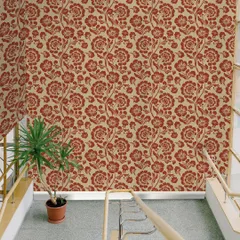 A hallway adorned with our Autumn Blossom wallpaper becomes a beautiful and inviting passage. The continuous pattern creates a sense of warmth and flow throughout the space.