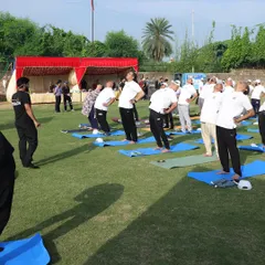 An outdoor yoga session organized as part of our International Yoga Day events. We were proud to partner with the Ministry of Ayush to spread the light of yoga.