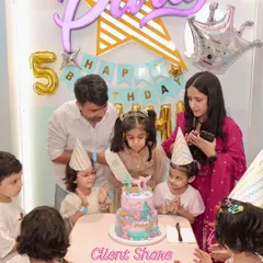 The birthday girl, Kuha, and her family about to cut her magical mermaid cake. It's a privilege to be part of these precious memories.