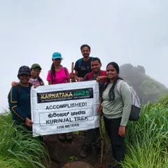 Another successful group at the top of Kurinjal, celebrating their 1150-meter climb.