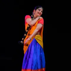 A pose from my solo thematic presentation 'Ekaharya - Bhanika'. In these performances, I embody a single character and explore a spectrum of emotions, showcasing the depth of abhinaya.