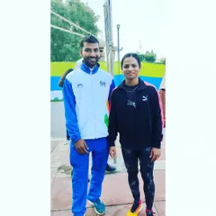 With one of India's finest sprinters. Being part of the national athletics circuit allows me to bring the best knowledge and network to my own team.
