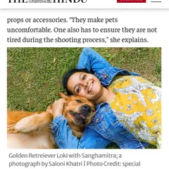 A screenshot from my feature in The Hindu newspaper, where I discuss my philosophy of creating comfortable, natural photoshoots for pets.