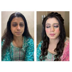 This before and after image shows the power of professional makeup. We transformed our client's look with carefully blended foundation, defined eyes, and a soft lip color for a polished and elegant result.
