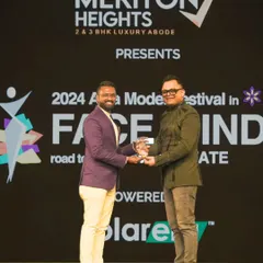Receiving an award on stage at the 'Face of India' 2024 event. Partnering with such a prestigious platform and being recognized for seamless execution is a true honor.