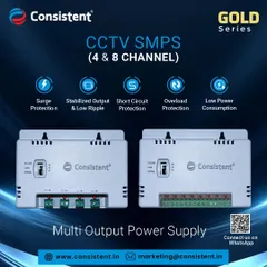This is our Gold Series CCTV SMPS, available in 4 and 8 channel models. It provides a stabilized output with surge, short circuit, and overload protection, ensuring a consistent and safe power supply for your entire camera network.